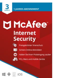 McAfee Internet Security 1 Jahr 3 Geräte Abonnement