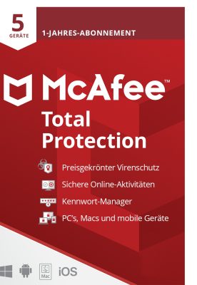 McAfee Total Protection 1 Jahr 5 Geräte Abonnement