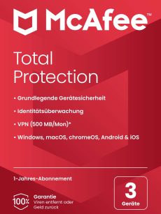 McAfee Total Protection 1 Jahr 3 Geräte Abonnement